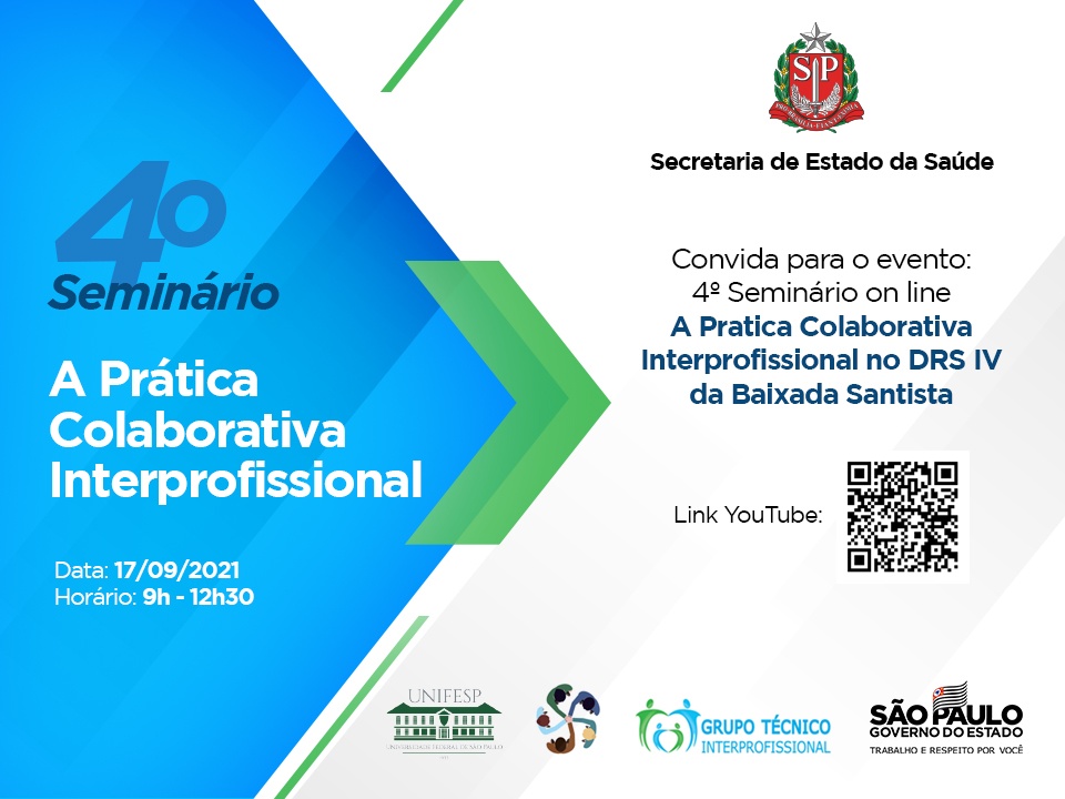 4° Seminário online: A prática colaborativa interprofissional no DRS IV Baixada Santista
