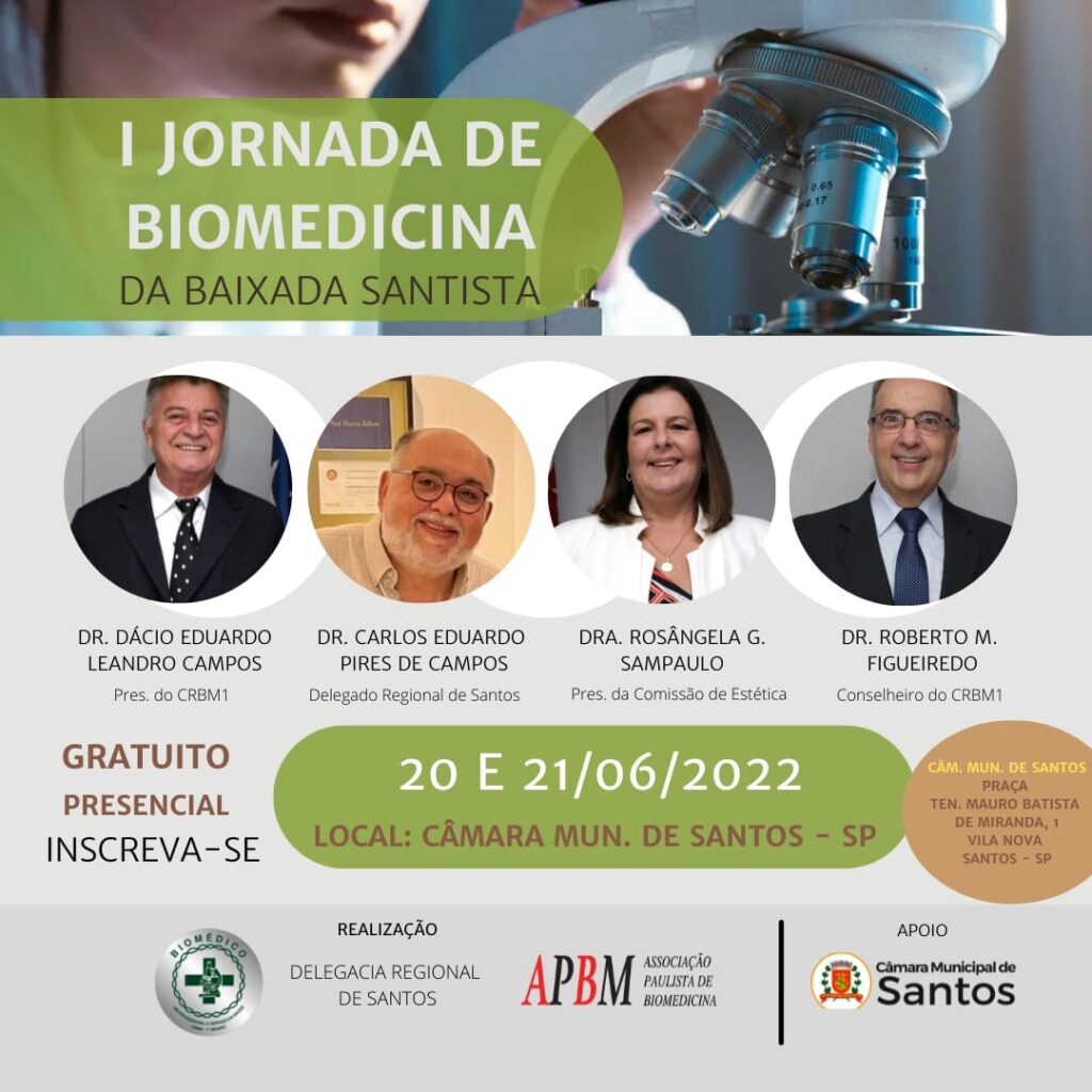 I JORNADA DE BIOMEDICINA DA BAIXADA SANTISTA – 20 E 21 DE JUNHO 2022